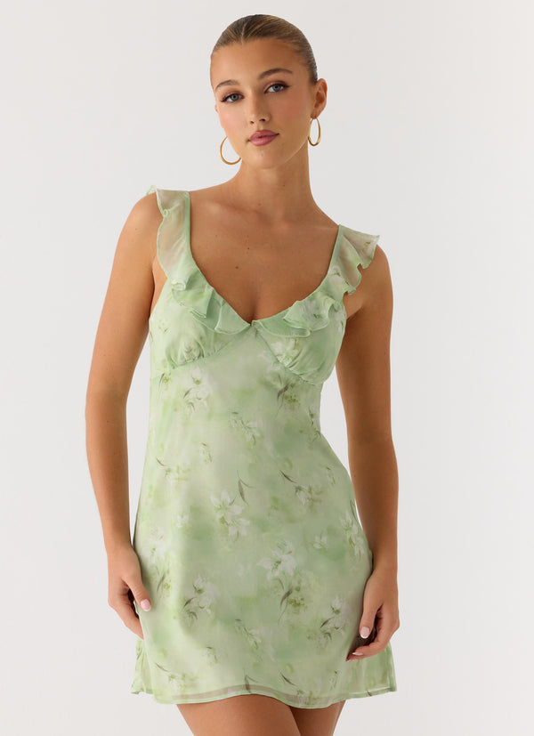 peppermayo Peppermayo Exclusive - Europa Mini Dress - Blurred Lime