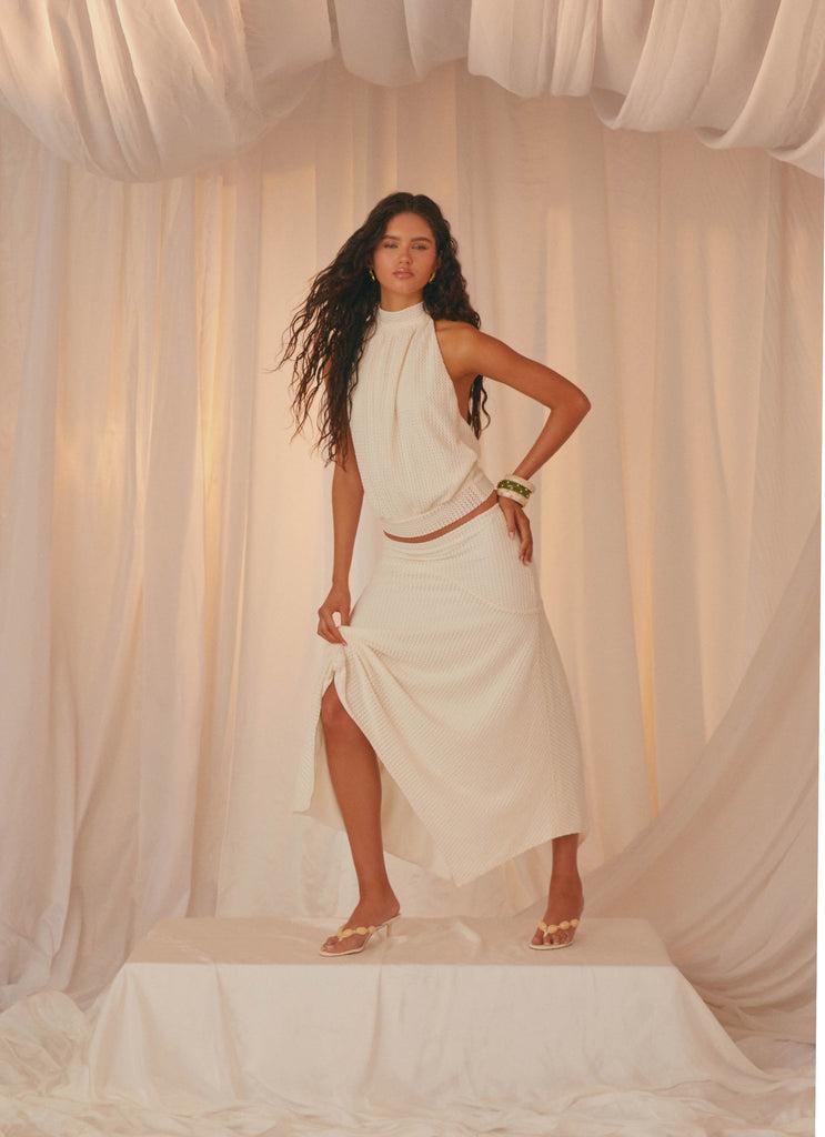 Peppermayo Peppermayo Exclusive - Evaden Low Rise Midi Skirt - Ivory