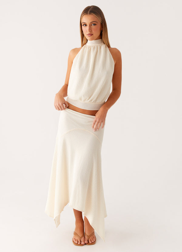 peppermayo Peppermayo Exclusive - Evaden Low Rise Midi Skirt - Ivory