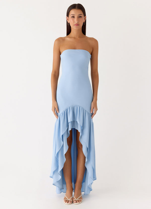 peppermayo Peppermayo Exclusive - Evander Chiffon Maxi Dress - Blue