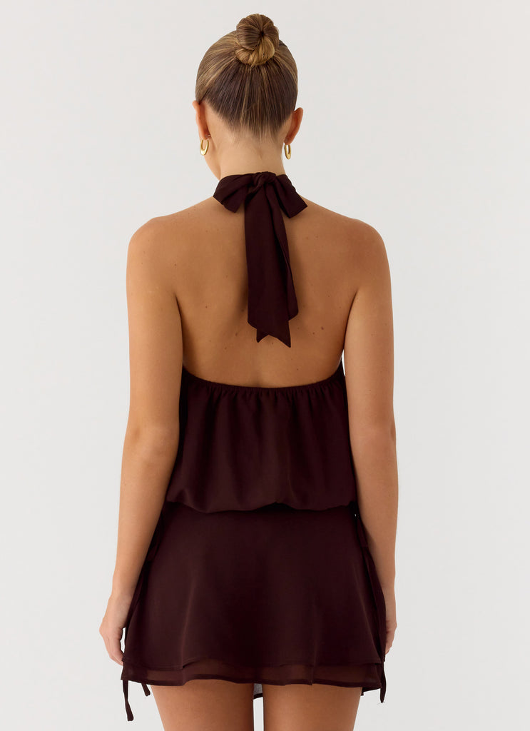 Peppermayo Peppermayo Exclusive - Everywhere I Go Mini Skirt - Chocolate