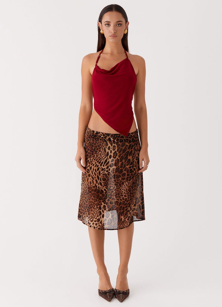 Peppermayo Peppermayo Exclusive - Evoke Chiffon Midi Skirt - Leopard