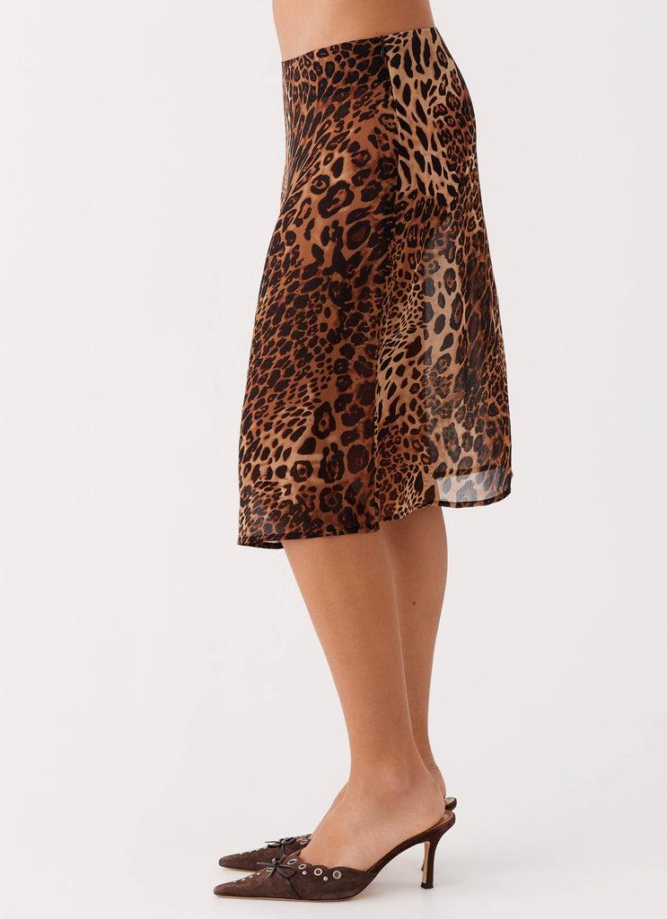 Peppermayo Peppermayo Exclusive - Evoke Chiffon Midi Skirt - Leopard