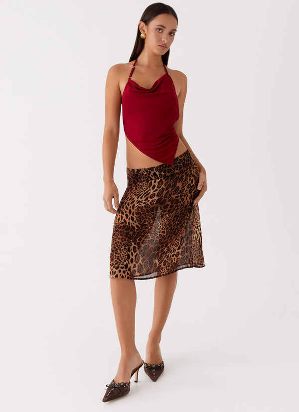 peppermayo Peppermayo Exclusive - Evoke Chiffon Midi Skirt - Leopard
