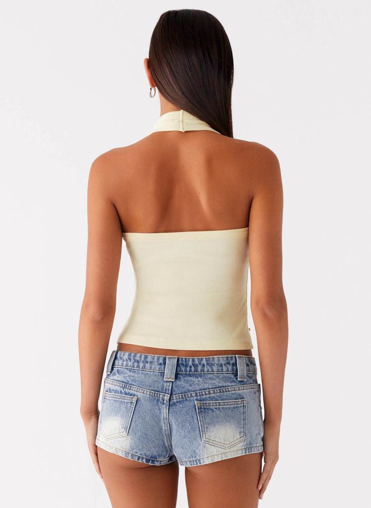 Peppermayo Peppermayo Exclusive - Eye Contact Sequin Halter Top - Yellow