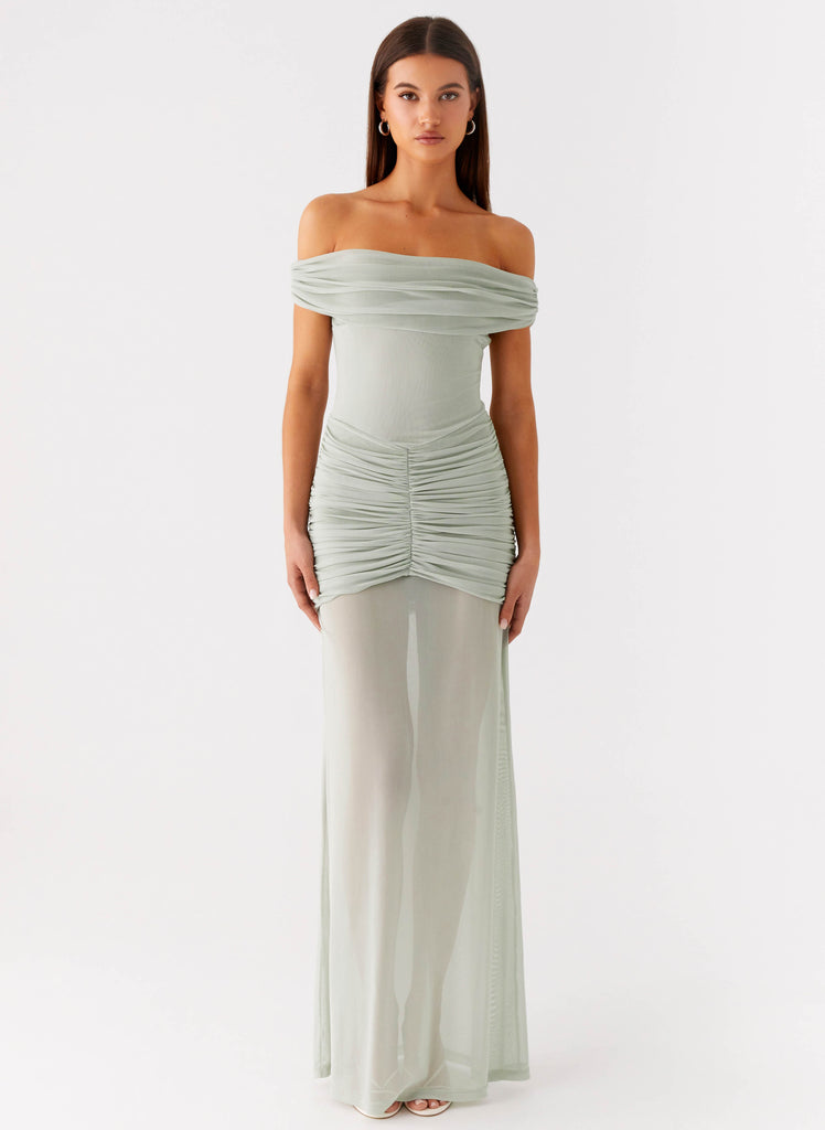 Peppermayo Peppermayo Exclusive - Eyllin Off Shoulder Maxi Dress - Sage