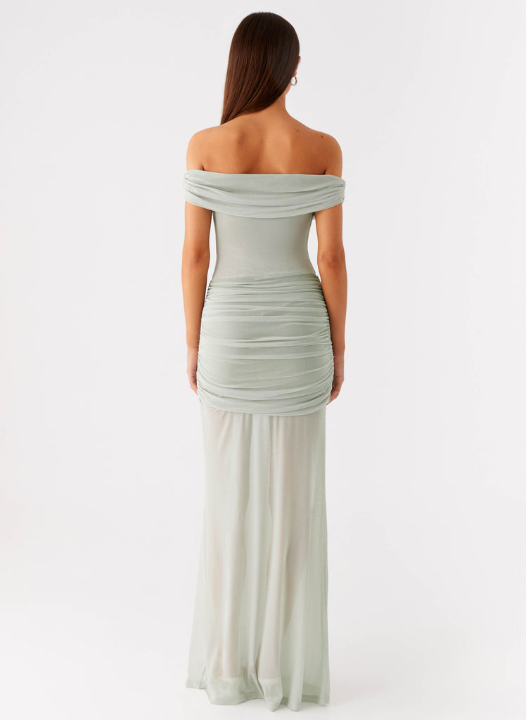Peppermayo Peppermayo Exclusive - Eyllin Off Shoulder Maxi Dress - Sage