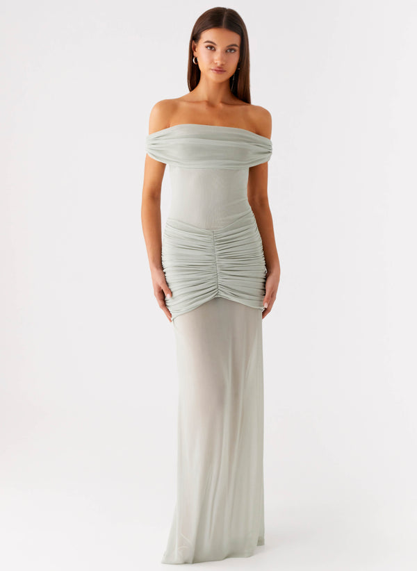 peppermayo Peppermayo Exclusive - Eyllin Off Shoulder Maxi Dress - Sage