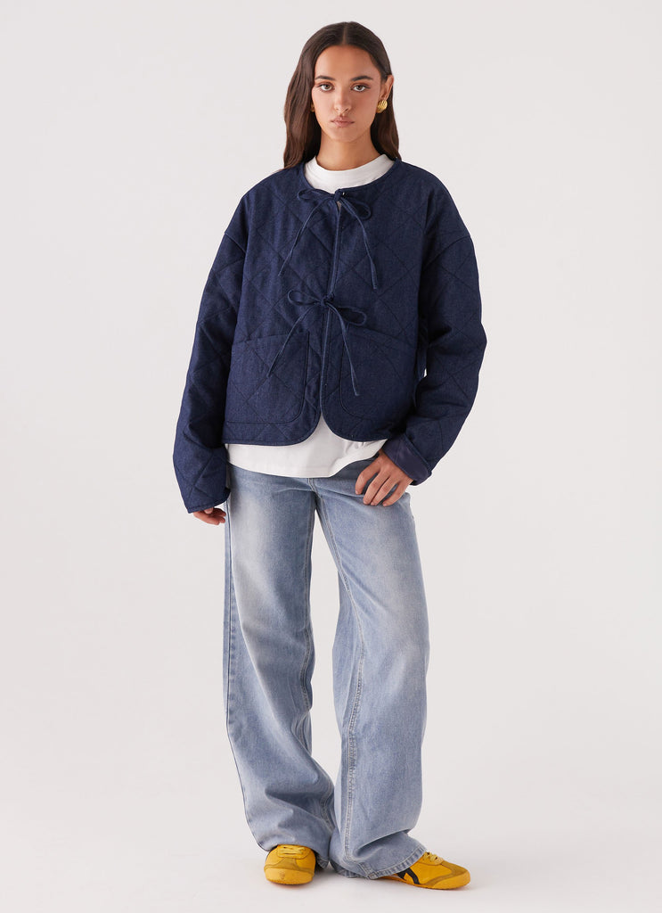 Peppermayo Peppermayo Exclusive - Faded Fall Quilted Jacket - Vintage Blue Wash