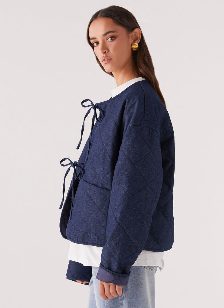 Peppermayo Peppermayo Exclusive - Faded Fall Quilted Jacket - Vintage Blue Wash