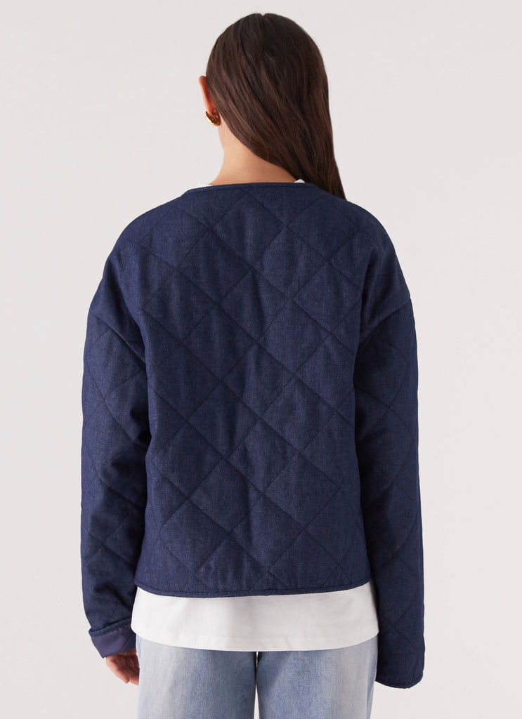 Peppermayo Peppermayo Exclusive - Faded Fall Quilted Jacket - Vintage Blue Wash
