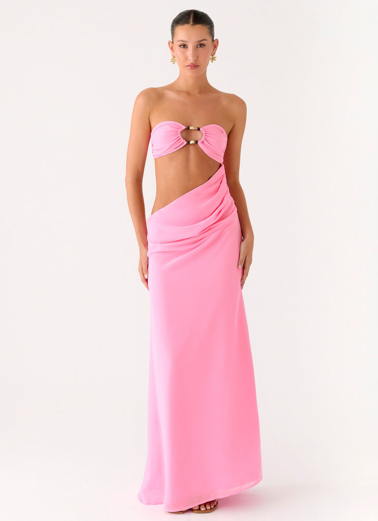 Peppermayo Peppermayo Exclusive - Falling Forever Strapless Beaded Maxi Dress - Pink