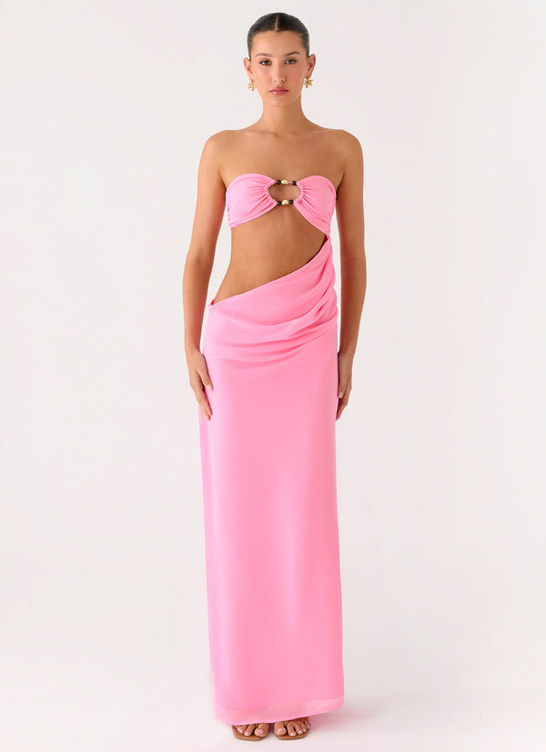 peppermayo Peppermayo Exclusive - Falling Forever Strapless Beaded Maxi Dress - Pink