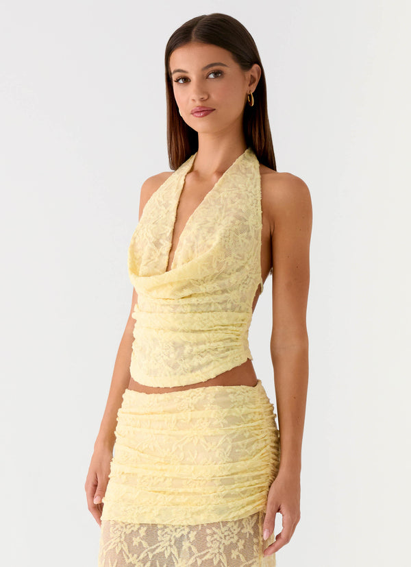 peppermayo Peppermayo Exclusive - Farruko Jacquard Halter Top - Butter