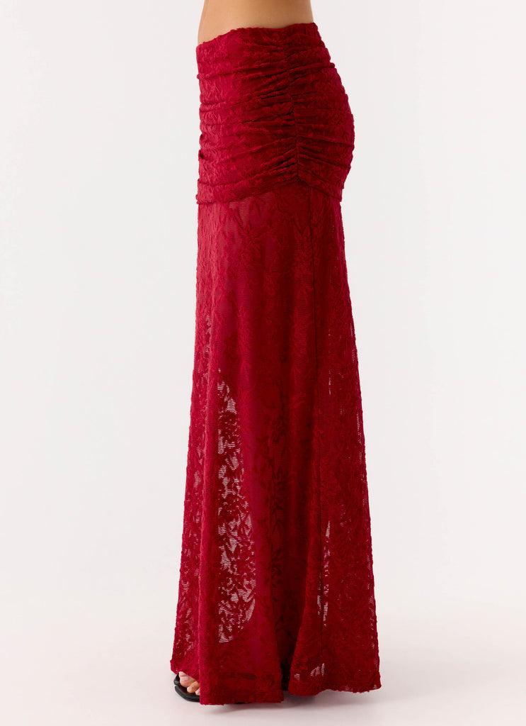 Peppermayo Peppermayo Exclusive - Farruko Jacquard Maxi Skirt - Dark Cherry