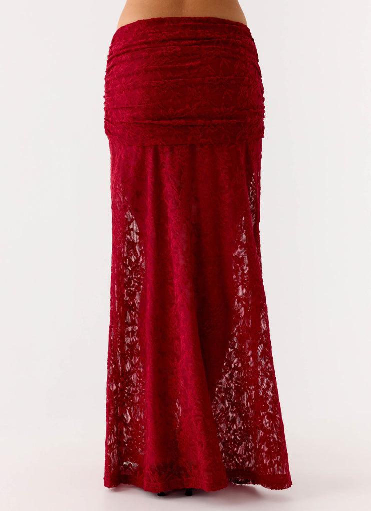 Peppermayo Peppermayo Exclusive - Farruko Jacquard Maxi Skirt - Dark Cherry