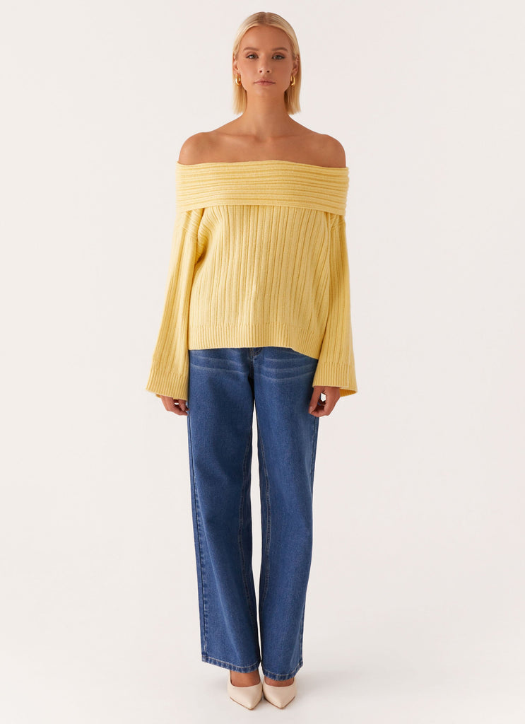 Peppermayo Peppermayo Exclusive - Federica Off Shoulder Knit - Lemon