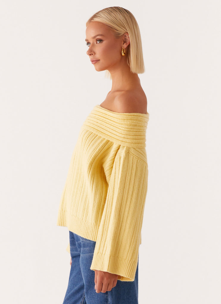 Peppermayo Peppermayo Exclusive - Federica Off Shoulder Knit - Lemon