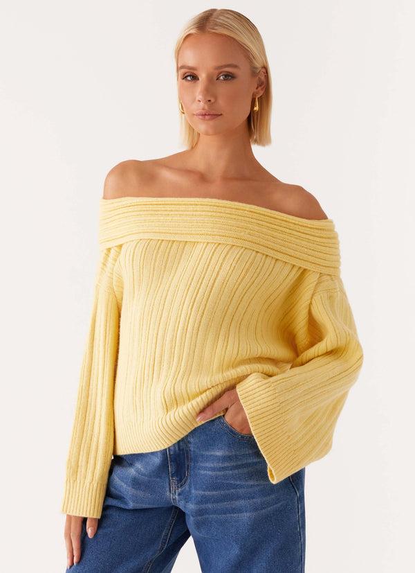 peppermayo Peppermayo Exclusive - Federica Off Shoulder Knit - Lemon