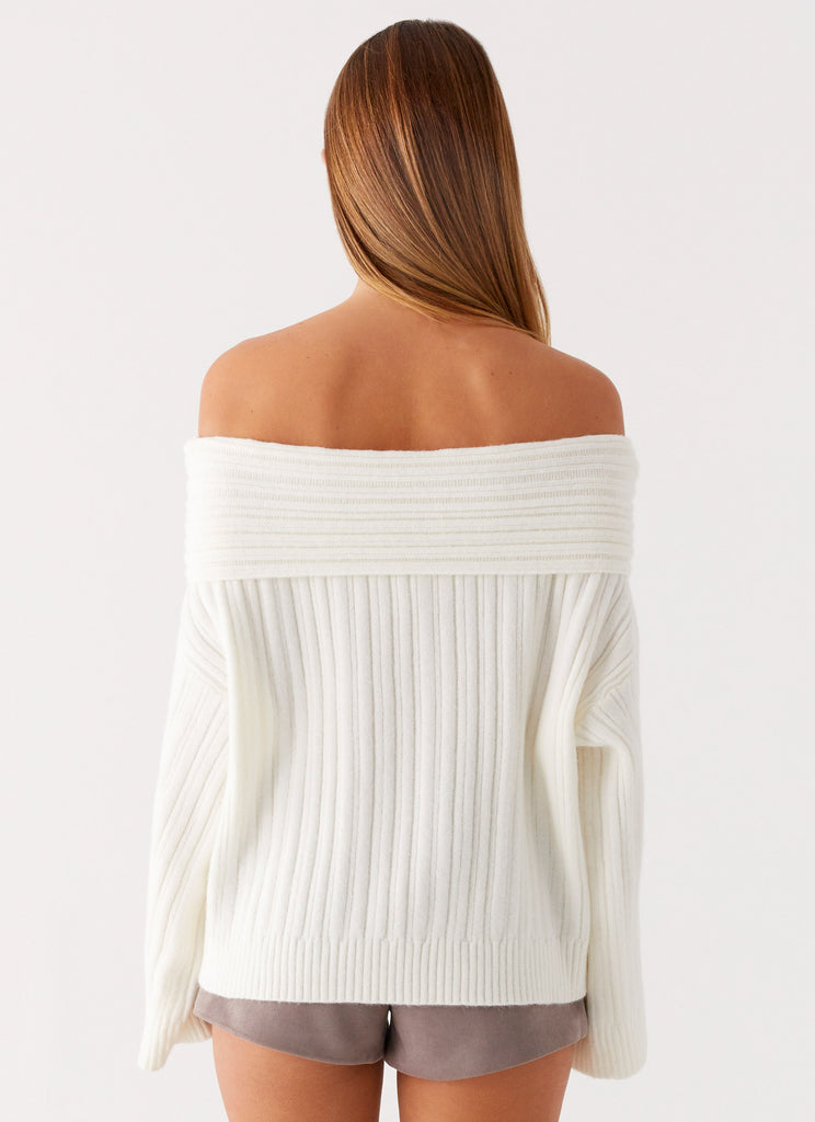 Peppermayo Peppermayo Exclusive - Federica Off Shoulder Knit - White