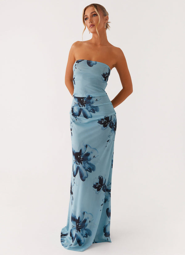 peppermayo Peppermayo Exclusive - Field Of Dreams Maxi Dress - Blue Black Floral