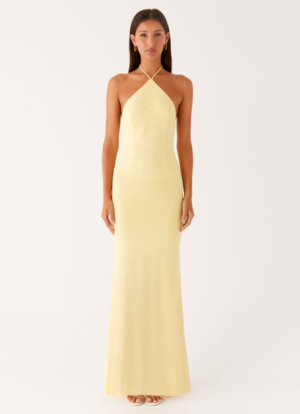 peppermayo Peppermayo Exclusive - Fiesta Halter Maxi Dress - Sunny Yellow