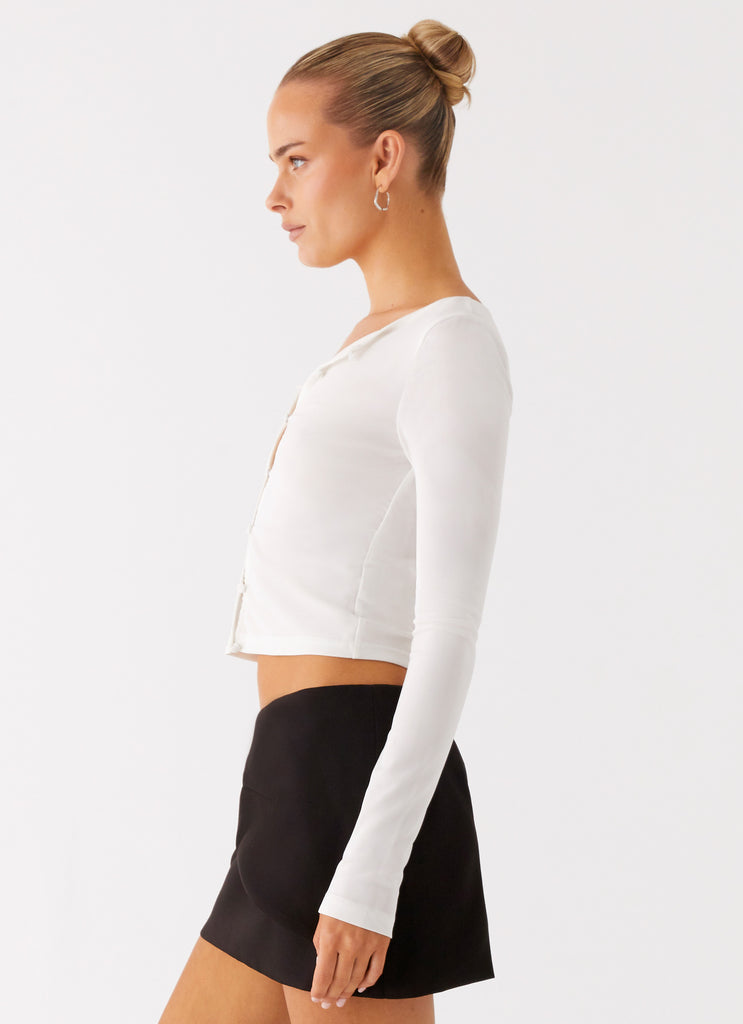 Peppermayo Peppermayo Exclusive - Fifth Ave Mesh Long Sleeve Top - Off White