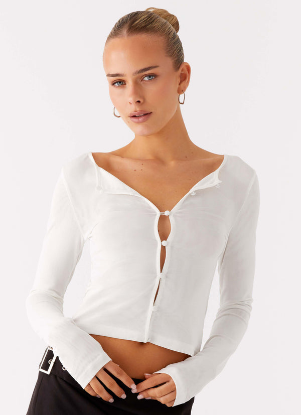 peppermayo Peppermayo Exclusive - Fifth Ave Mesh Long Sleeve Top - Off White