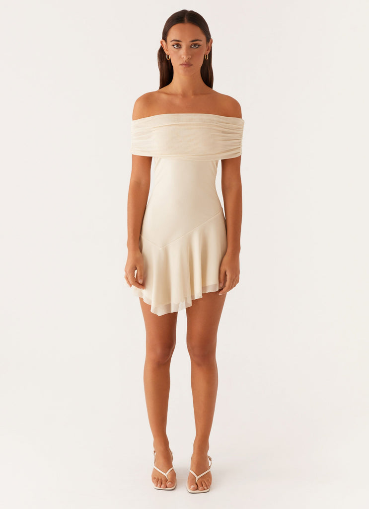 Peppermayo Peppermayo Exclusive - Finola Off Shoulder Mini Dress - Pastel Yellow