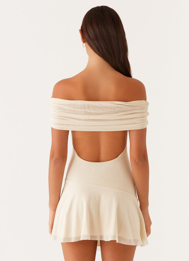 Peppermayo Peppermayo Exclusive - Finola Off Shoulder Mini Dress - Pastel Yellow