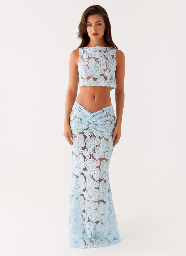 peppermayo Peppermayo Exclusive - Fiorella Floret Maxi Skirt - Blue