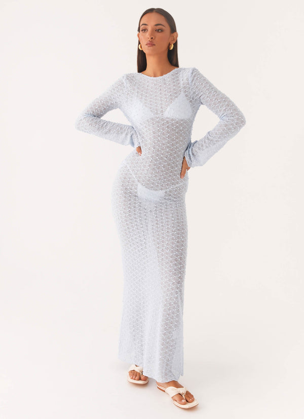 peppermayo Peppermayo Exclusive - Flirty Knitted Maxi Dress - Blue