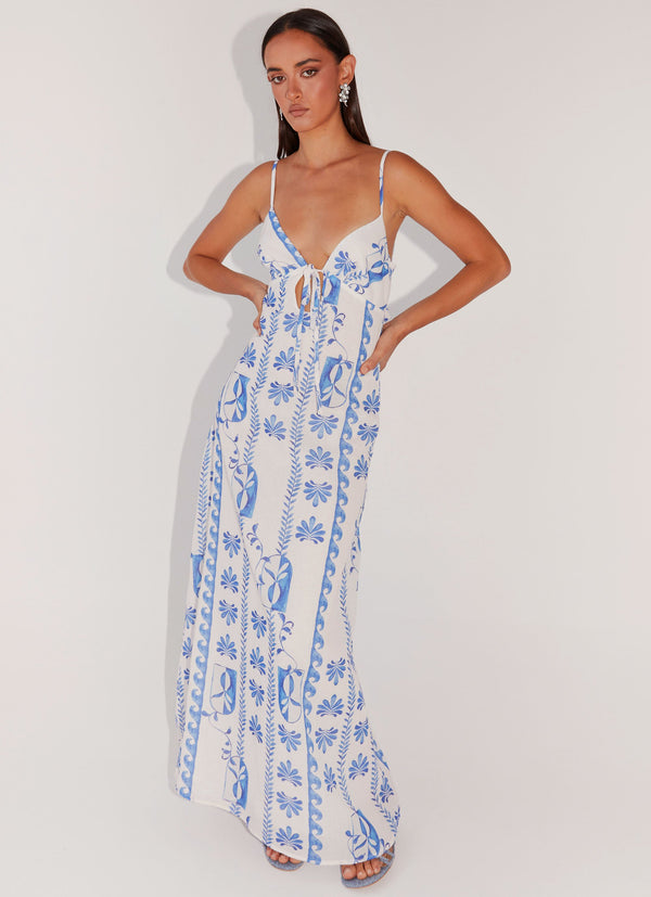 peppermayo Peppermayo Exclusive - Flora Linen Maxi Dress - Floral Wave