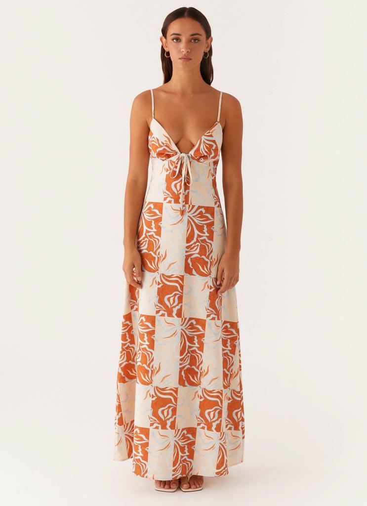 Peppermayo Peppermayo Exclusive - Flora Linen Maxi Dress - Orange Blue Floral