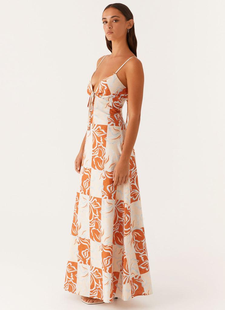 Peppermayo Peppermayo Exclusive - Flora Linen Maxi Dress - Orange Blue Floral