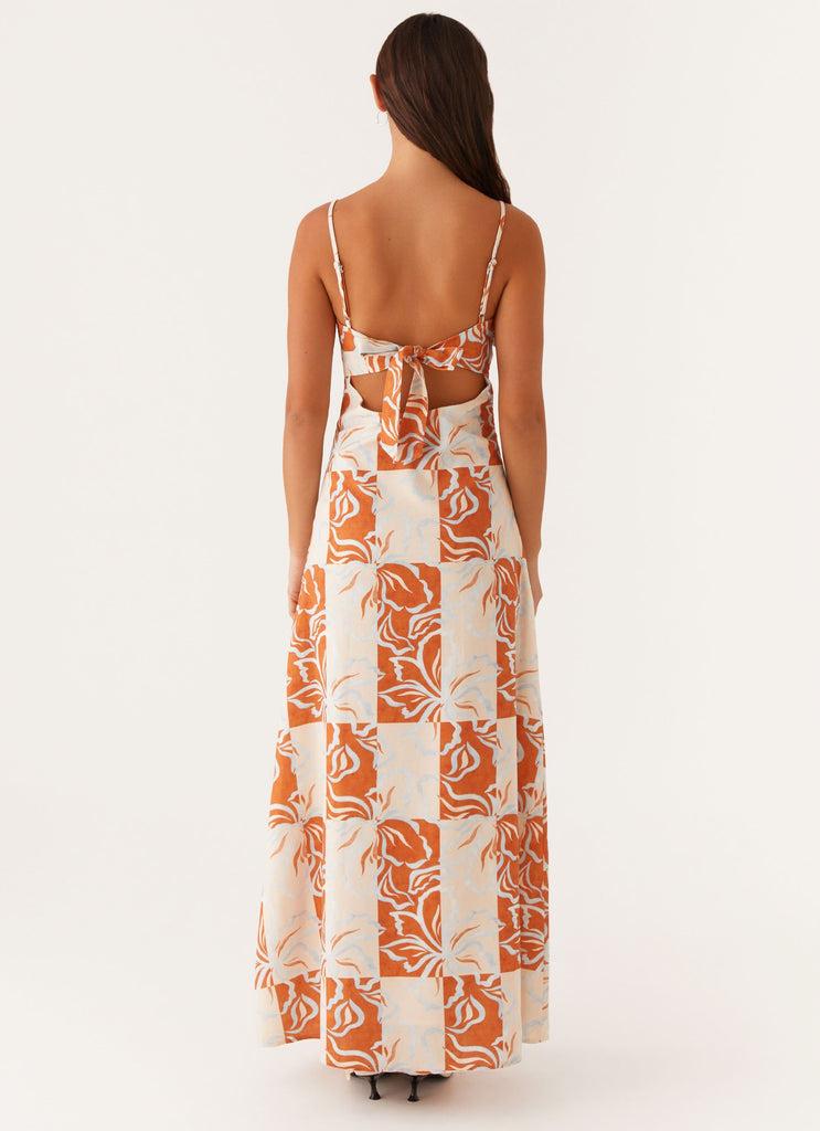 Peppermayo Peppermayo Exclusive - Flora Linen Maxi Dress - Orange Blue Floral