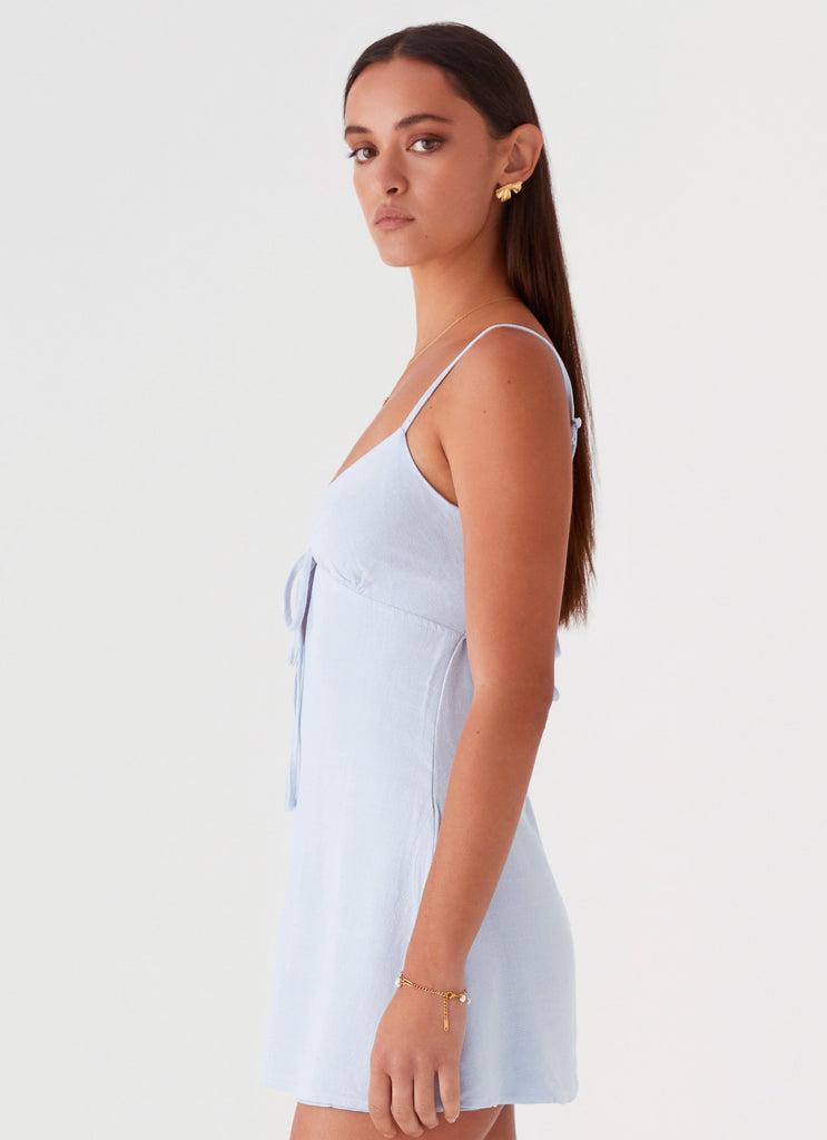 Peppermayo Peppermayo Exclusive - Flora Linen Mini Dress - Baby Blue