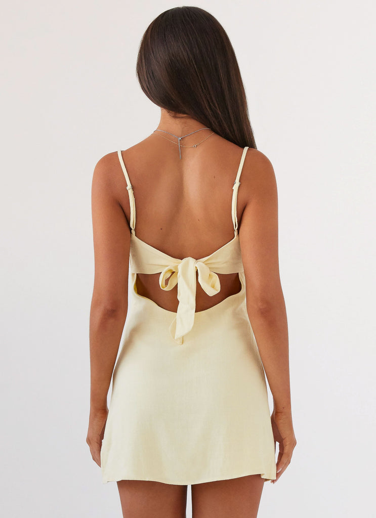 Peppermayo Peppermayo Exclusive - Flora Linen Mini Dress - Lemon