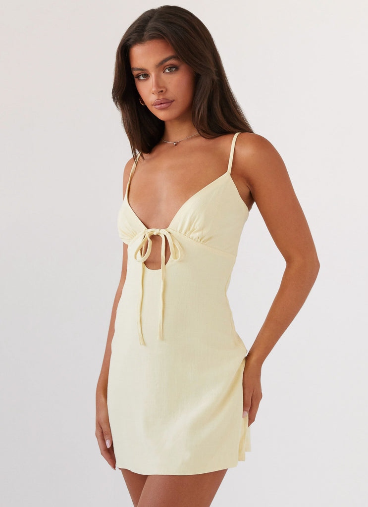 Peppermayo Peppermayo Exclusive - Flora Linen Mini Dress - Lemon