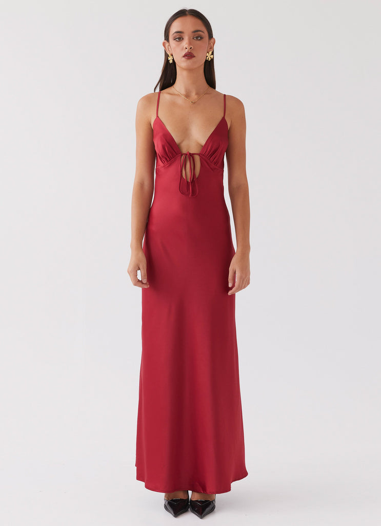 Peppermayo Peppermayo Exclusive - Flora Satin Maxi Dress - Cherry