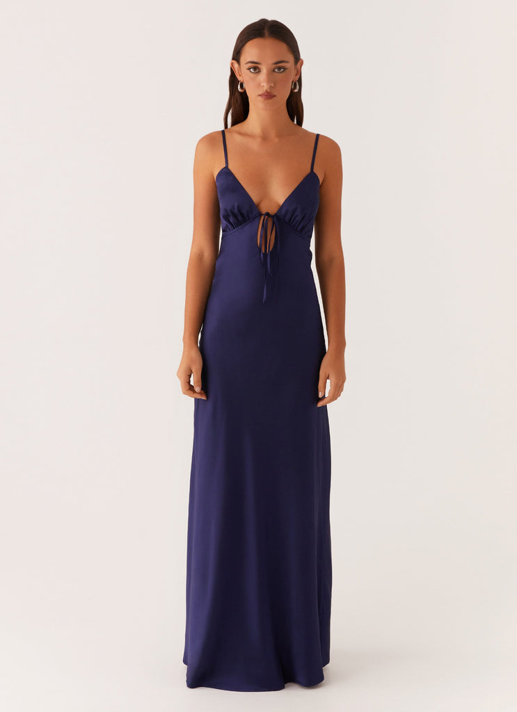 Peppermayo Peppermayo Exclusive - Flora Satin Maxi Dress - Navy