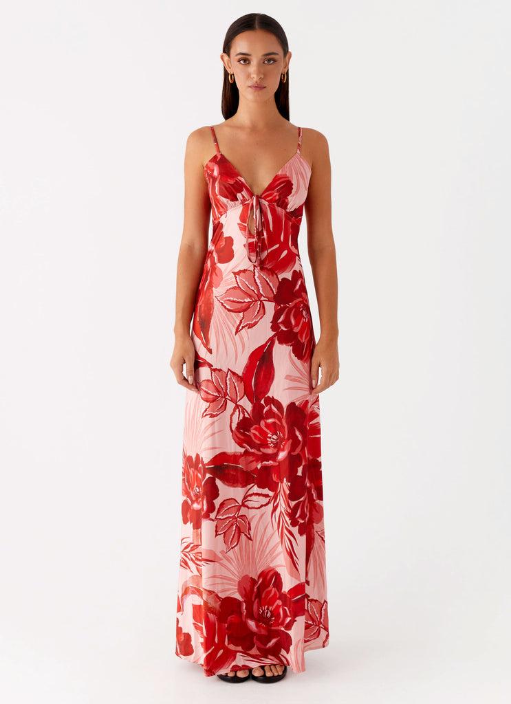 Peppermayo Peppermayo Exclusive - Flora Satin Maxi Dress - Sicily Sunsets Print