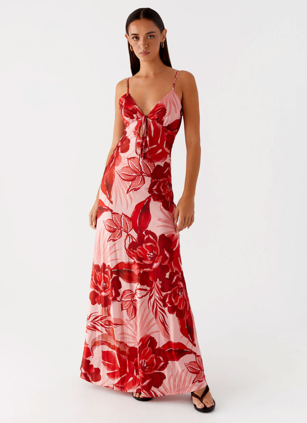 peppermayo Peppermayo Exclusive - Flora Satin Maxi Dress - Sicily Sunsets Print