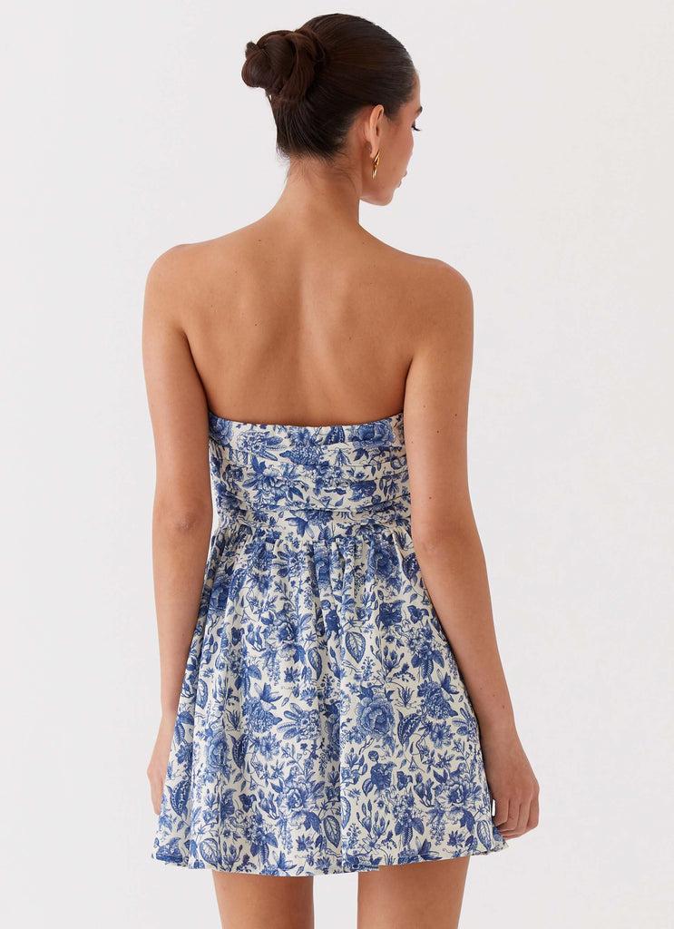 Peppermayo Peppermayo Exclusive - Forget Me Not Linen Mini Dress - Blue Paisley