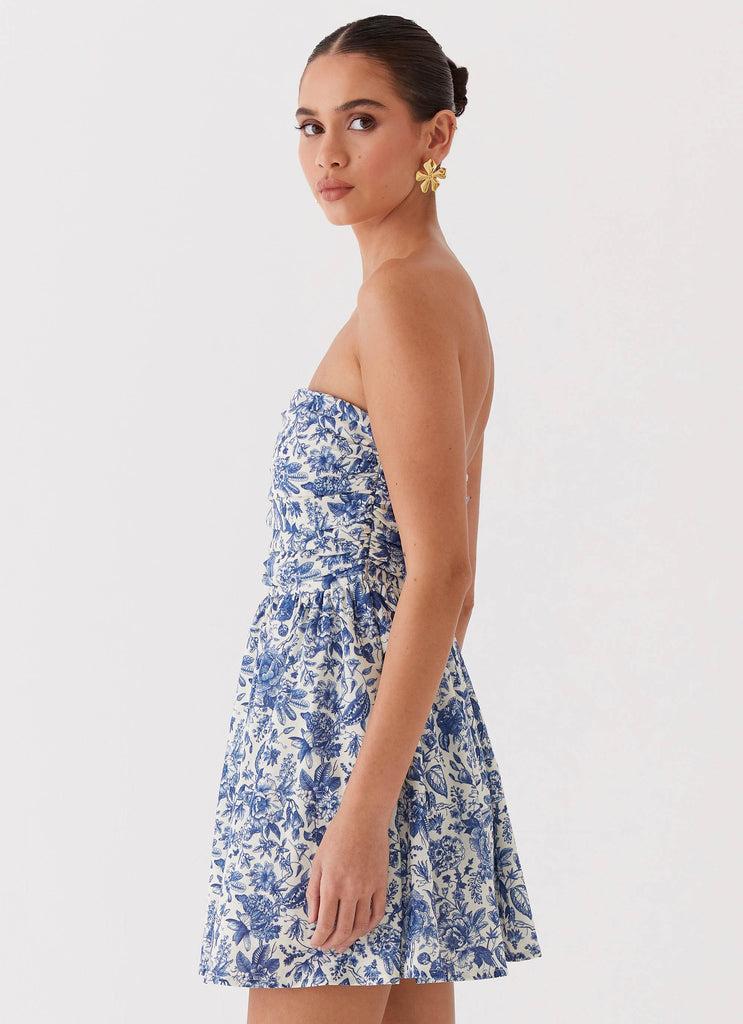 Peppermayo Peppermayo Exclusive - Forget Me Not Linen Mini Dress - Blue Paisley