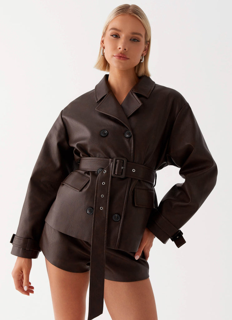 Peppermayo Peppermayo Exclusive - Francisco Cropped Trench Coat - Brown