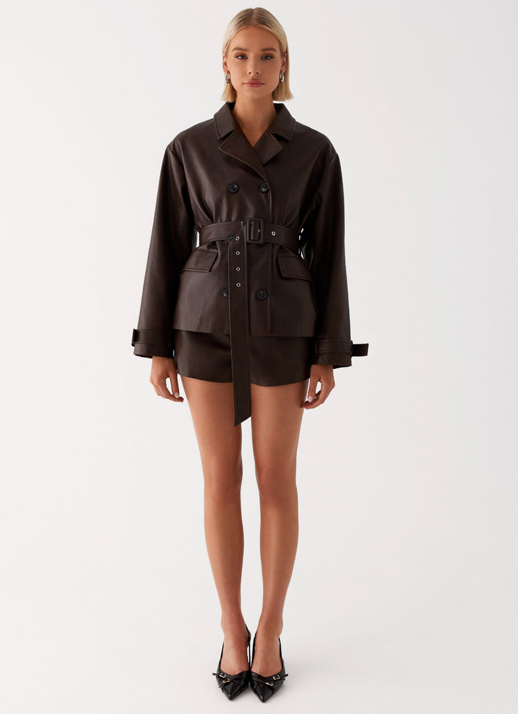 Peppermayo Peppermayo Exclusive - Francisco Cropped Trench Coat - Brown