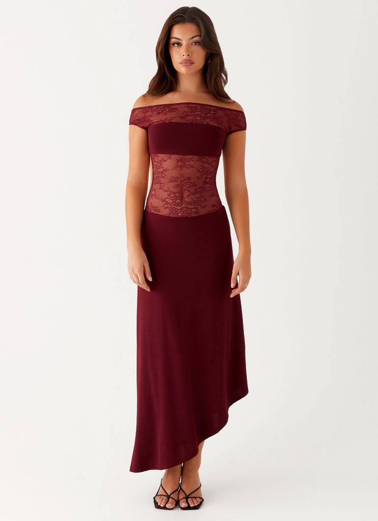 Peppermayo Peppermayo Exclusive - Francoise Lace Midi Dress - Burgundy
