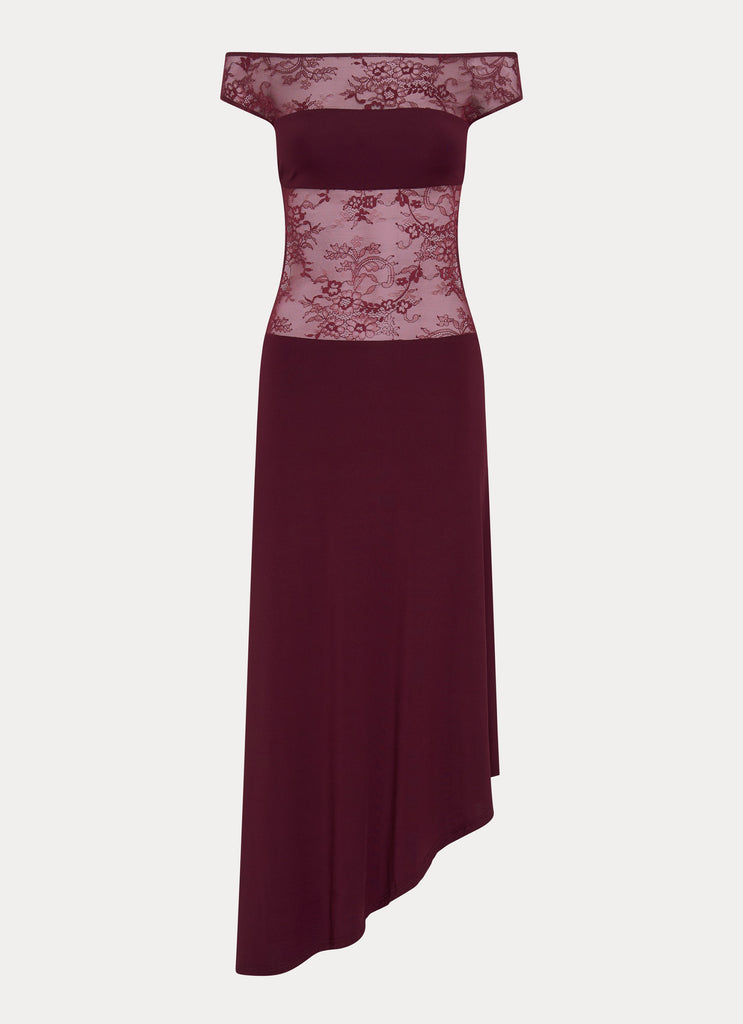 Peppermayo Peppermayo Exclusive - Francoise Lace Midi Dress - Burgundy