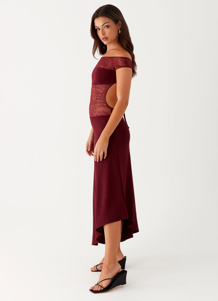 Peppermayo Peppermayo Exclusive - Francoise Lace Midi Dress - Burgundy